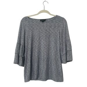 Women’s Navy Blue 3/4 Bell Ruffle Sleeve Blouse